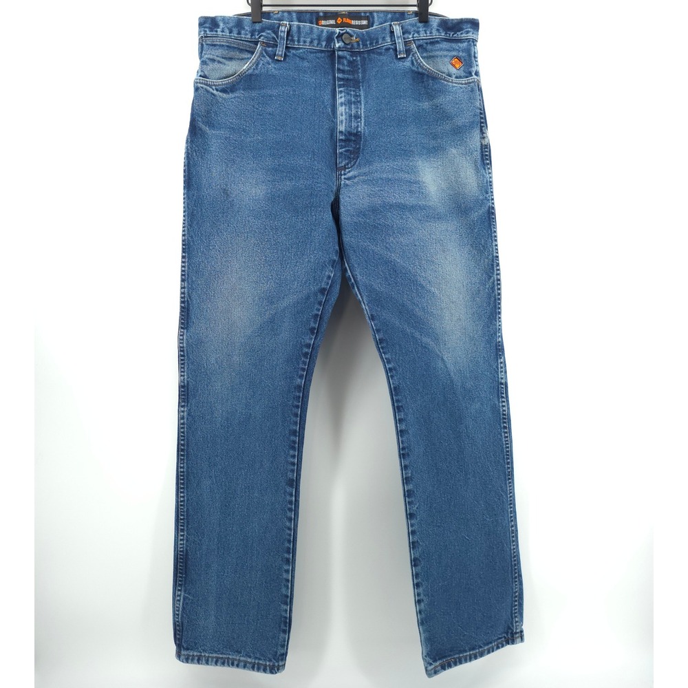 Wrangler 13MWZ Men Jeans 38x34 Blue Flame Resistant FR Workwear